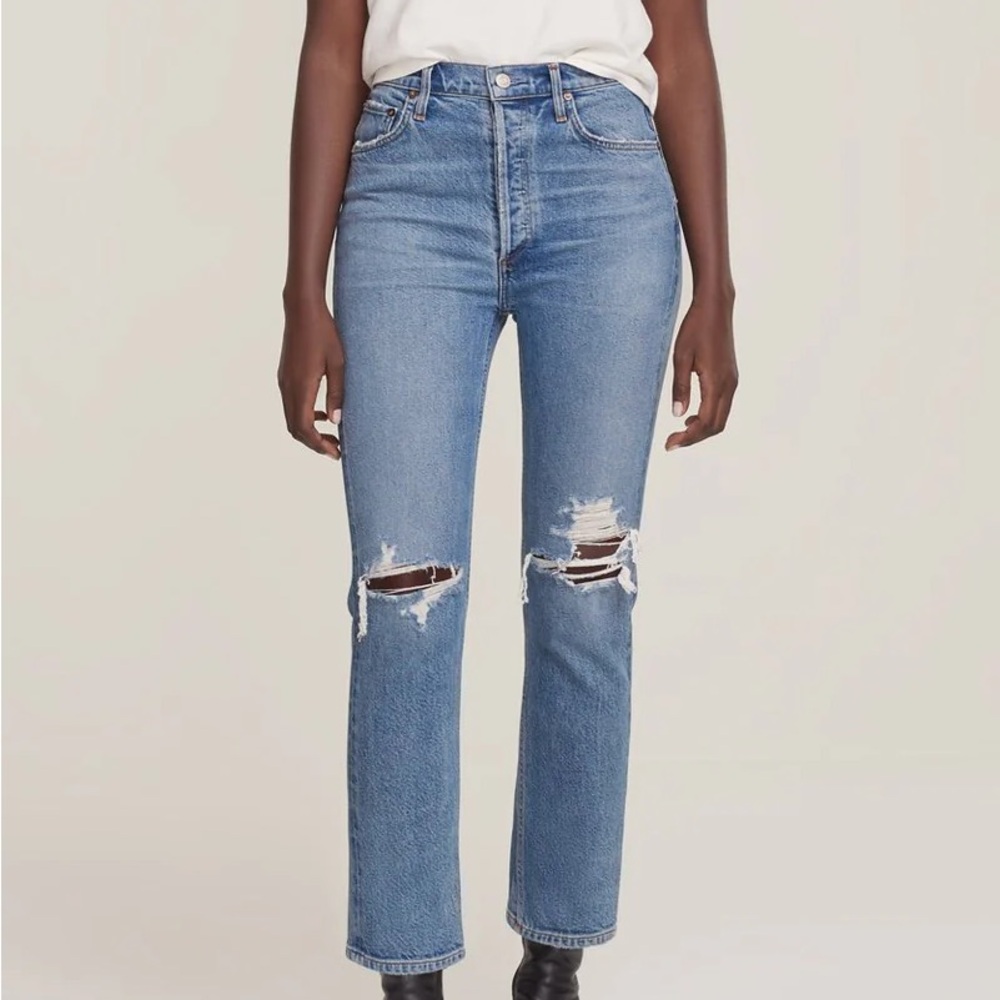 Agolde Blue Distressed Women Jeans